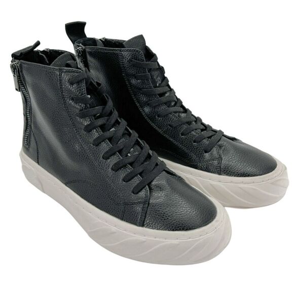 Karl Lagerfeld Recycled Bubble Leather Double Back Zip Hi Top Sneaker Size 7.5